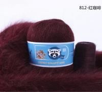 Пух норки RONGXIANGYUAN 812 темный бордовый 95% пух норки 5% ПА 50 гр/350 м